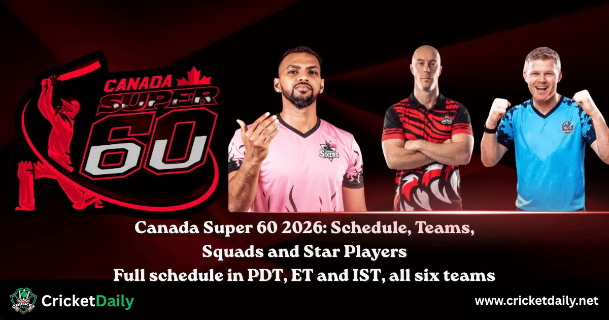 Canada Super 60 2026: Schedule, Teams, Squads and Star Players ...